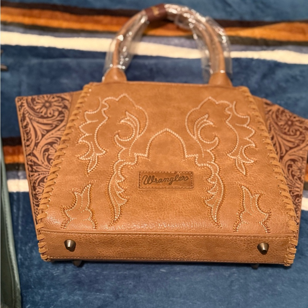 Wrangler Brown Embroidered Tote Bag